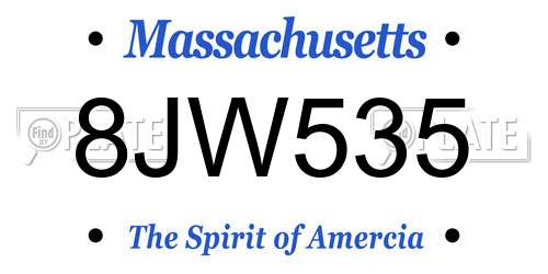 8JW535 Massachusetts License Plate