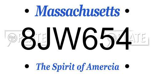 8JW654 Massachusetts License Plate