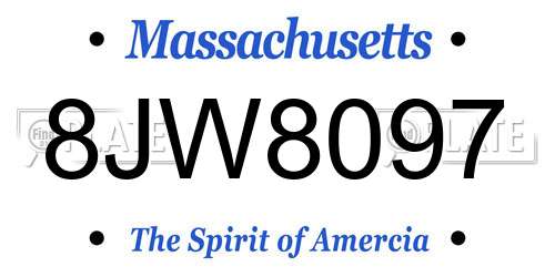 8JW8097 Massachusetts License Plate
