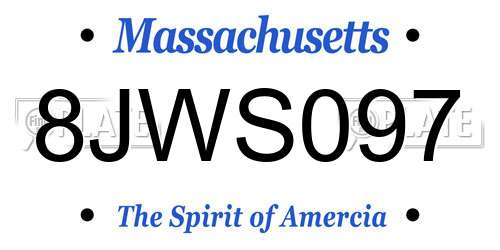 8JWS097 Massachusetts License Plate
