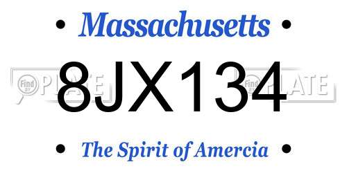 8JX134 Massachusetts License Plate