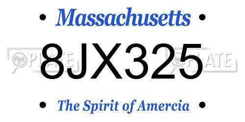 8JX325 Massachusetts License Plate