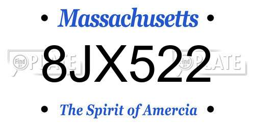 8JX522 Massachusetts License Plate