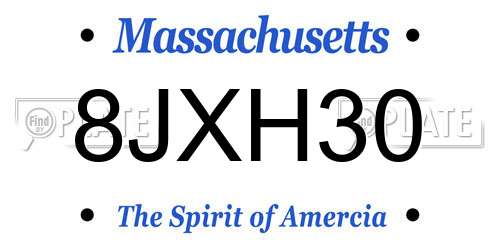 8JXH30 Massachusetts License Plate