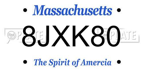 8JXK80 Massachusetts License Plate