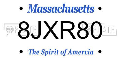 8JXR80 Massachusetts License Plate