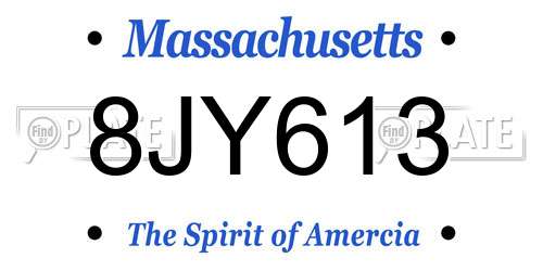 8JY613 Massachusetts License Plate