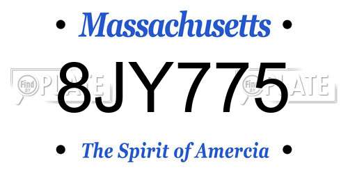 8JY775 Massachusetts License Plate