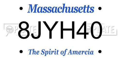8JYH40 Massachusetts License Plate