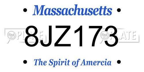 8JZ173 Massachusetts License Plate