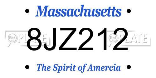 8JZ212 Massachusetts License Plate