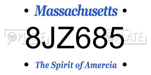 8JZ685 Massachusetts License Plate