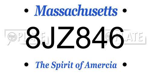 8JZ846 Massachusetts License Plate