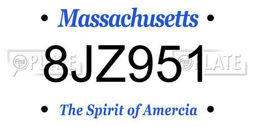 8JZ951 Massachusetts License Plate
