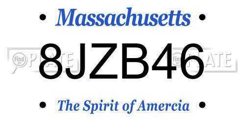 8JZB46 Massachusetts License Plate
