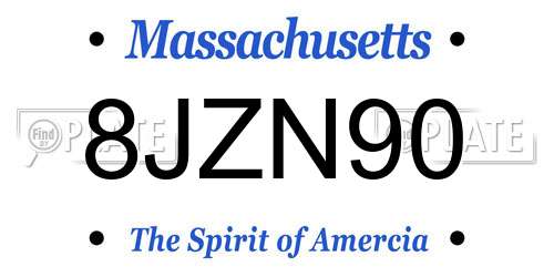 8JZN90 Massachusetts License Plate