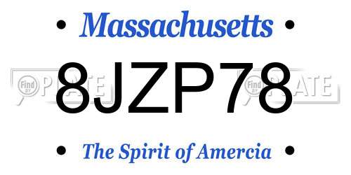 8JZP78 Massachusetts License Plate