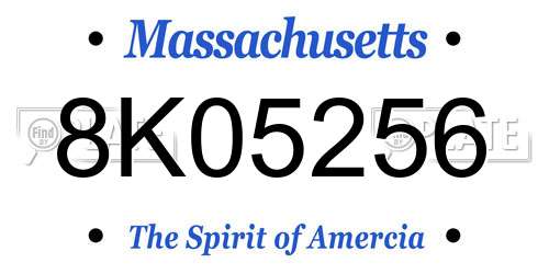 8K05256 Massachusetts License Plate