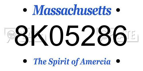 8K05286 Massachusetts License Plate