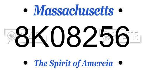 8K08256 Massachusetts License Plate