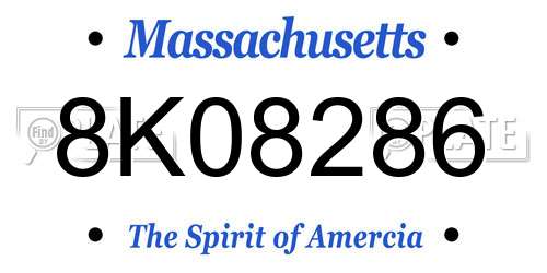 8K08286 Massachusetts License Plate