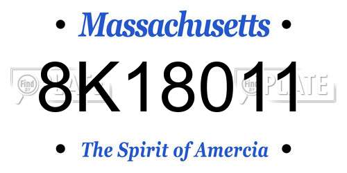 8K18011 Massachusetts License Plate