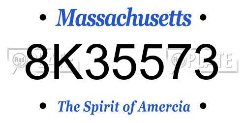 8K35573 Massachusetts License Plate