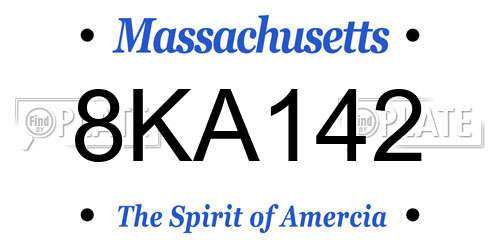 8KA142 Massachusetts License Plate