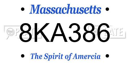 8KA386 Massachusetts License Plate