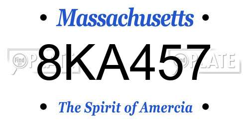 8KA457 Massachusetts License Plate