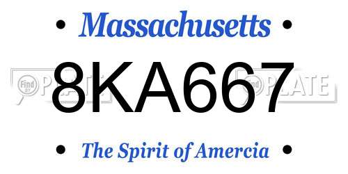 8KA667 Massachusetts License Plate