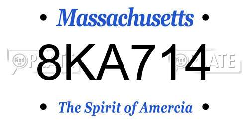 8KA714 Massachusetts License Plate