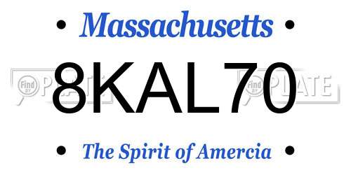 8KAL70 Massachusetts License Plate