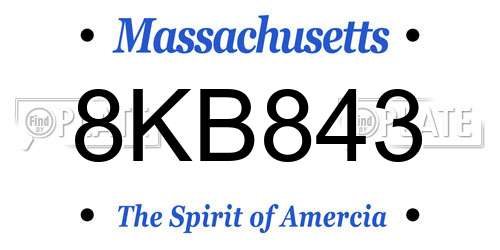 8KB843 Massachusetts License Plate