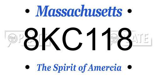 8KC118 Massachusetts License Plate