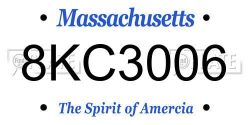 8KC3006 Massachusetts License Plate