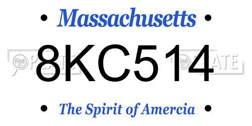 8KC514 Massachusetts License Plate