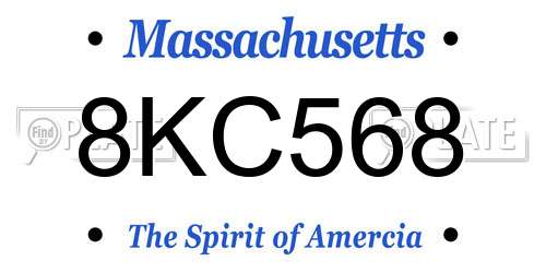 8KC568 Massachusetts License Plate