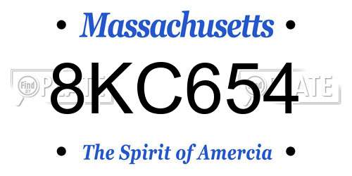 8KC654 Massachusetts License Plate