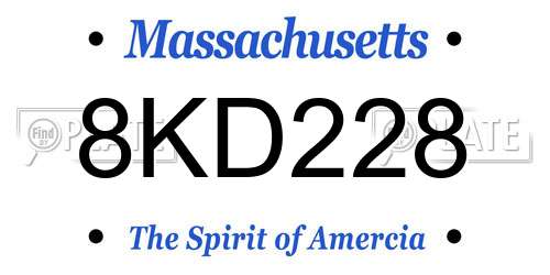 8KD228 Massachusetts License Plate