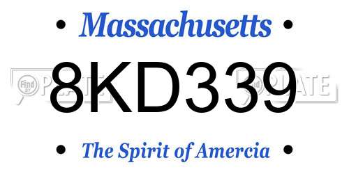 8KD339 Massachusetts License Plate
