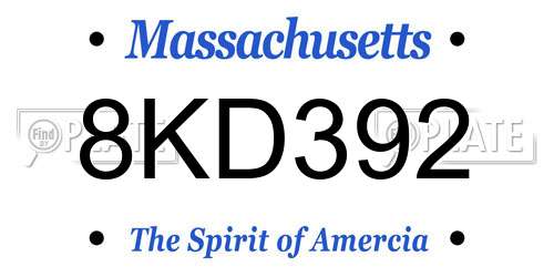 8KD392 Massachusetts License Plate