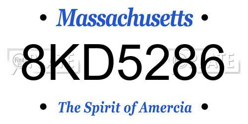 8KD5286 Massachusetts License Plate