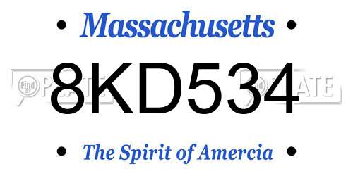 8KD534 Massachusetts License Plate