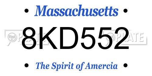 8KD552 Massachusetts License Plate