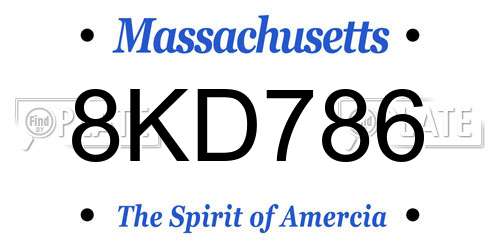 8KD786 Massachusetts License Plate