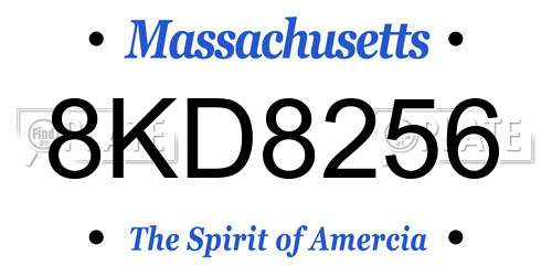 8KD8256 Massachusetts License Plate