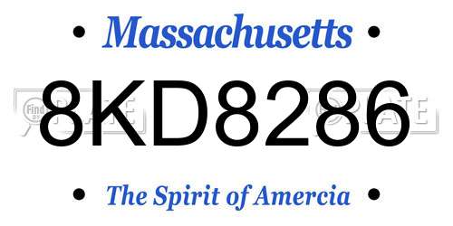 8KD8286 Massachusetts License Plate