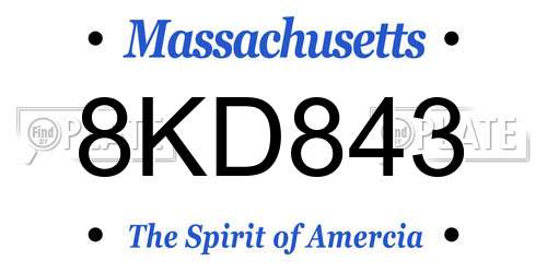 8KD843 Massachusetts License Plate