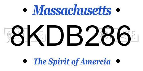 8KDB286 Massachusetts License Plate
